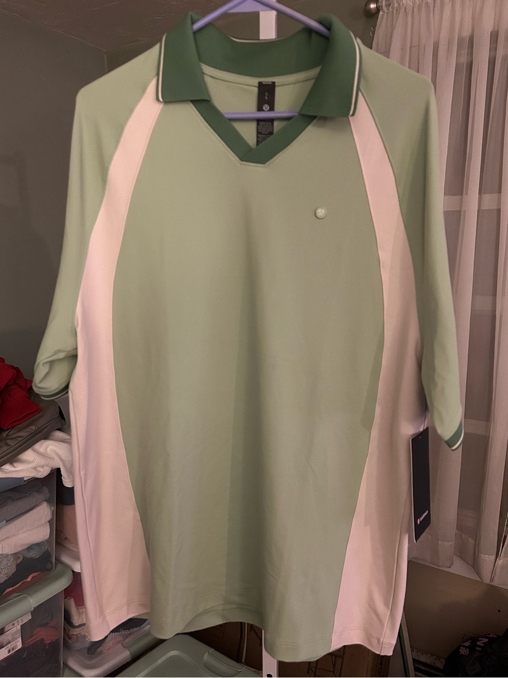 lululemon Men’s  Relaxed Fit Golf Polo in Green & White